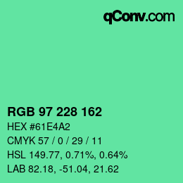 Color code: RGB 97 228 162 | qconv.com
