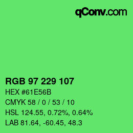 Color code: RGB 97 229 107 | qconv.com