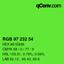Color code: RGB 97 232 54 | qconv.com