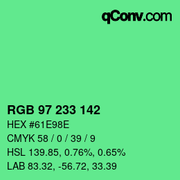 Color code: RGB 97 233 142 | qconv.com