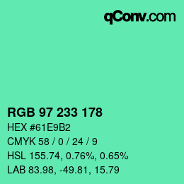 Color code: RGB 97 233 178 | qconv.com