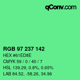 Color code: RGB 97 237 142 | qconv.com