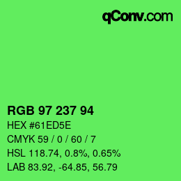 Color code: RGB 97 237 94 | qconv.com