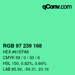 Color code: RGB 97 239 168 | qconv.com