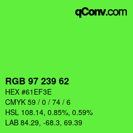 Farbcode: RGB 97 239 62 | qconv.com