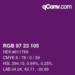 颜色代码: RGB 97 23 105 | qconv.com