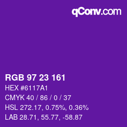 カラーコード: RGB 97 23 161 | qconv.com