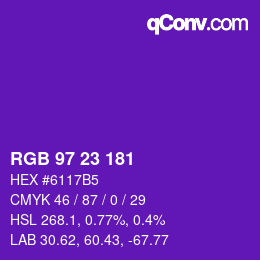 颜色代码: RGB 97 23 181 | qconv.com