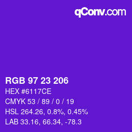 カラーコード: RGB 97 23 206 | qconv.com
