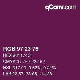 カラーコード: RGB 97 23 76 | qconv.com