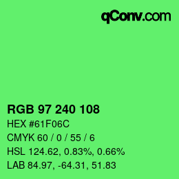 Color code: RGB 97 240 108 | qconv.com