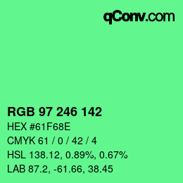 Color code: RGB 97 246 142 | qconv.com