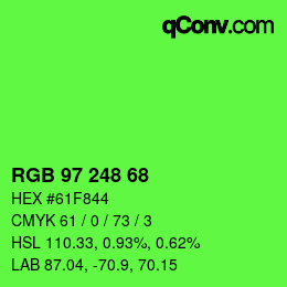 Color code: RGB 97 248 68 | qconv.com