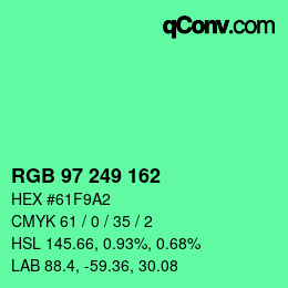 カラーコード: RGB 97 249 162 | qconv.com