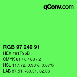 Farbcode: RGB 97 249 91 | qconv.com
