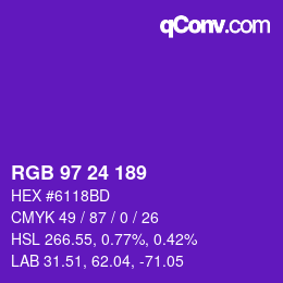 カラーコード: RGB 97 24 189 | qconv.com