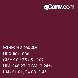 カラーコード: RGB 97 24 48 | qconv.com