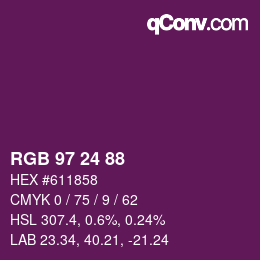 カラーコード: RGB 97 24 88 | qconv.com
