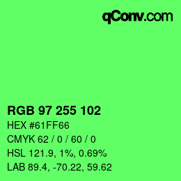 Código de color: RGB 97 255 102 | qconv.com