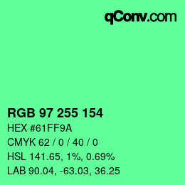 Color code: RGB 97 255 154 | qconv.com