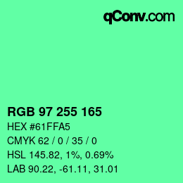 Color code: RGB 97 255 165 | qconv.com
