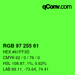 Color code: RGB 97 255 61 | qconv.com