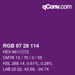Color code: RGB 97 28 114 | qconv.com