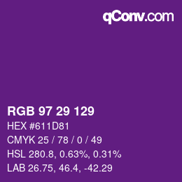 Color code: RGB 97 29 129 | qconv.com