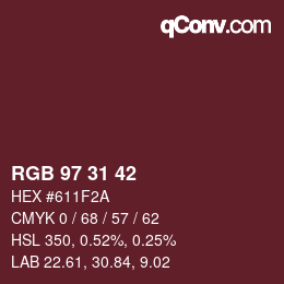 Color code: RGB 97 31 42 | qconv.com