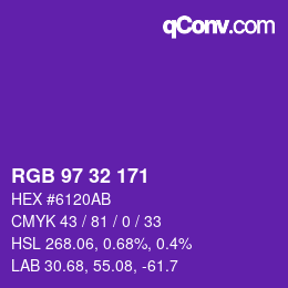 Color code: RGB 97 32 171 | qconv.com