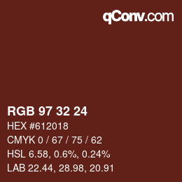カラーコード: RGB 97 32 24 | qconv.com
