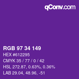 Código de color: RGB 97 34 149 | qconv.com