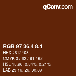 カラーコード: RGB 97 36.4 8.4 | qconv.com