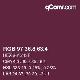 カラーコード: RGB 97 36.8 63.4 | qconv.com