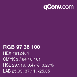 颜色代码: RGB 97 36 100 | qconv.com