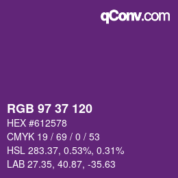 カラーコード: RGB 97 37 120 | qconv.com