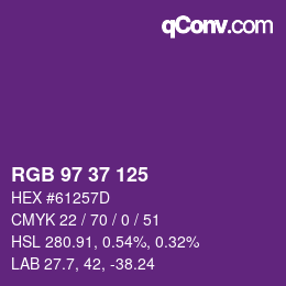 Color code: RGB 97 37 125 | qconv.com