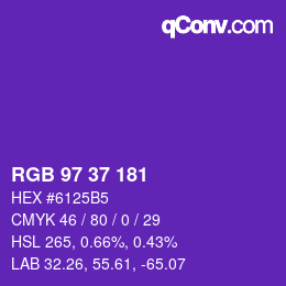 Color code: RGB 97 37 181 | qconv.com
