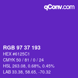 Color code: RGB 97 37 193 | qconv.com