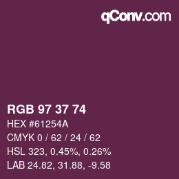 カラーコード: RGB 97 37 74 | qconv.com