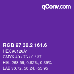 カラーコード: RGB 97 38.2 161.6 | qconv.com