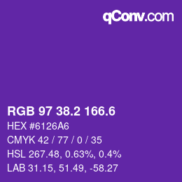 カラーコード: RGB 97 38.2 166.6 | qconv.com
