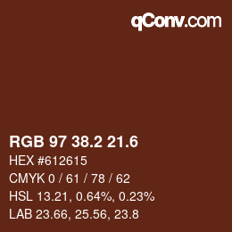 カラーコード: RGB 97 38.2 21.6 | qconv.com