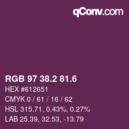 カラーコード: RGB 97 38.2 81.6 | qconv.com