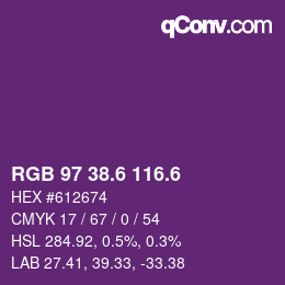 カラーコード: RGB 97 38.6 116.6 | qconv.com