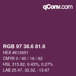 カラーコード: RGB 97 38.6 81.6 | qconv.com