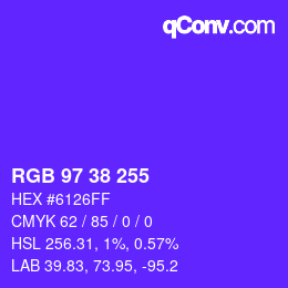 カラーコード: RGB 97 38 255 | qconv.com