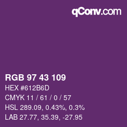 Color code: RGB 97 43 109 | qconv.com