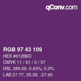 Color code: RGB 97 43 109 | qconv.com