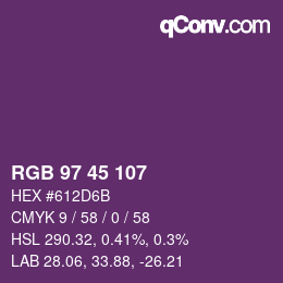Color code: RGB 97 45 107 | qconv.com